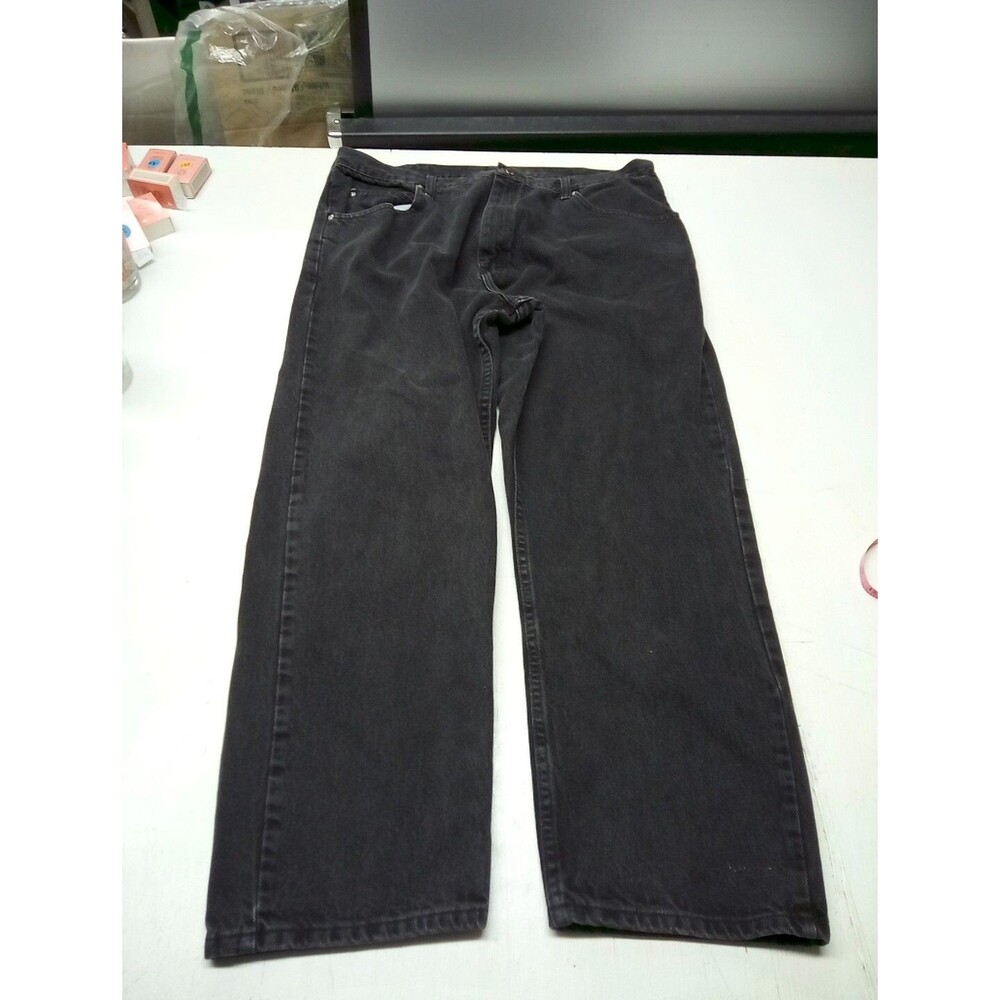 Wrangler Mens Jeans 40x30 Black Pockets Relaxed Fit Straight Leg Charcoal Wash